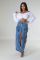 Fashionable 3D pocket slit elastic denim skirt