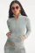 Fashion casual silver fox velvet stand collar two-piece set
