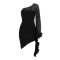 Fashionable diagonal collar irregular sequin wrap hip dress