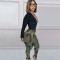 Fashionable camouflage tight fitting buttocks overalls and leggings