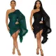 Fashionable diagonal collar irregular sequin wrap hip dress