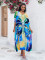 Fashionable printed holiday long dress, cover up dress