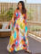 Fashionable printed holiday long dress, cover up dress