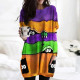 Fashion Halloween Printed Pocket Top Short Dress
