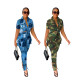 Autumn and Winter New Fashion Printing Denim Work Style Casual Two Piece Set