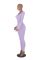 Invisible zipper square neck bubble sleeve long sleeved sexy slim fitting jumpsuit