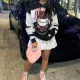 New casual printed long sleeved hooded versatile sweater for women