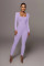 New Rib Invisible Zipper Square Neck Bubble Sleeve Long Sleeve Sexy Slim Fit Jumpsuit