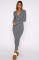 Single row button half open collar Spicy Girl slim knit threaded long sleeved jumpsuit