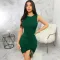 Sexy solid color slightly wrinkled dress