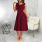 Sexy and fashionable solid color U-neck flare dress