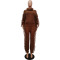Fashion Casual Solid Knitted Long Sleeve High Neck Tassel Set