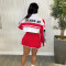 New Printed Motorcycle Style Dismantling Skirt Long Sleeve Two Piece Set
