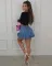 Fashion denim pleated skirt sexy pocket zipper button fabric upgrade