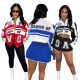 New Printed Motorcycle Style Dismantling Skirt Long Sleeve Two Piece Set