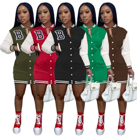 Fashion Letter B Embroidered Baseball Dress