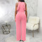 Sexy and fashionable solid color sleeveless ruffled jumpsuit