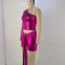Fashionable gilded one shoulder top elastic hip wrap short skirt set