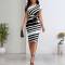 Sexy and fashionable striped printed dress
