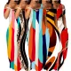 Sexy and fashionable digital printed one line collar bra dress