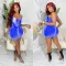 Fashionable solid color mesh hot diamond strap short dress