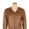 European and American women's clothing set with a hooded two-piece casual sportswear faux leather jacket