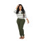 Autumn and Winter Pit Stripe Large Fashion Casual Set Two Piece Set