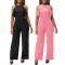 Sexy and fashionable solid color sleeveless ruffled jumpsuit