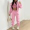 Fashionable plush sweater with hooded letter print casual (three piece set)