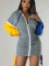 Fashionable and Cute Rest Zipper Splice Sleeve Fold Strap Dress
