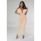 Fashionable solid color sexy mesh hot diamond long jumpsuit