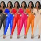 Fashionable solid color sexy mesh hot diamond long jumpsuit