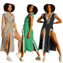 Sexy Sleeveless Tank Top High Waist Tight Long Dress