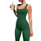 Sexy Threaded Square Neck Open Back Hip Lifting Sports Jumpsuit