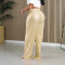 Casual and fashionable matte wrinkled long wide leg pants