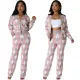 Fashion knitted sweater diamond plaid cardigan two-piece set