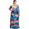 Fashionable and colorful printed round neck oversized floor length dress