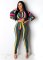 Fashion Stripe Printed Open Umbilical Top Tight Two Piece Set
