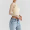 Sexy and fashionable mesh patchwork zipper perspective short top