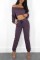 Fashionable solid color exposed navel top rubber band pants casual set