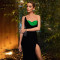 Sexy Perspective Mesh One Shoulder Strap Bra Dress Three Piece Set