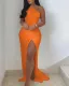 Sexy Diagonal Collar Sleeveless Pleated Slim Fit Wrapped Hip Long Dress
