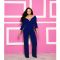 Fashionable long sleeved solid V-neck tight jumpsuit