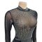 Fashionable solid color mesh hot diamond long sleeved dress