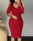 Sexy Long Sleeve Hot Diamond Wrapped Hip Tight Dress