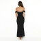 Sexy open back one line neck mesh patchwork buttocks long skirt