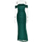 Sexy open back one line neck mesh patchwork buttocks long skirt