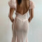 Fashionable and Sexy Mesh Chiffon Strap Open Backpack Hip Dress
