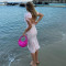 Fashionable and Sexy Mesh Chiffon Strap Open Backpack Hip Dress