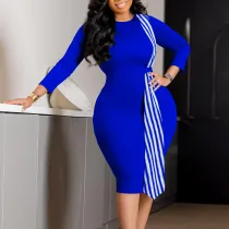 Fashionable oversized hip wrap slim round neck pencil skirt